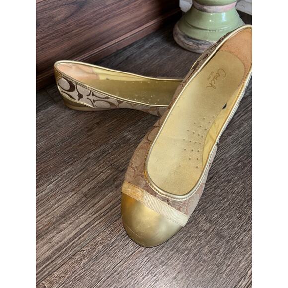 Coach Signature Logo Print Cecile Slip on Ballet Flat Shoes size 9 B - Picture 3 of 10